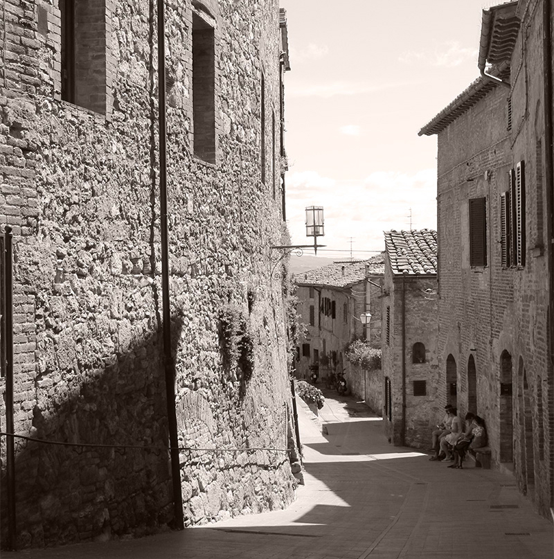 village typique italie en noir et blanc 